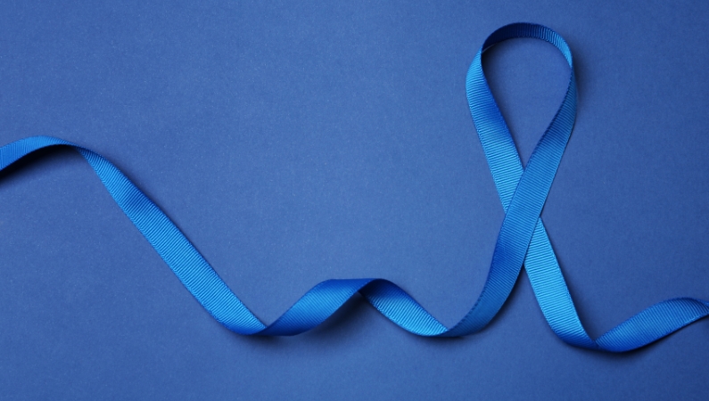 Blue awareness ribbon for colorectal cancer awareness