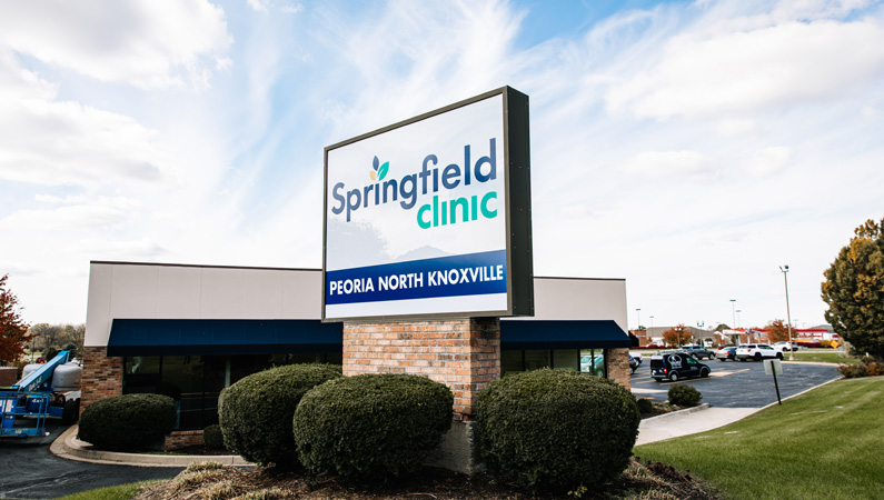 Exterior view of Springfield Clinic North Knoxville building sign.