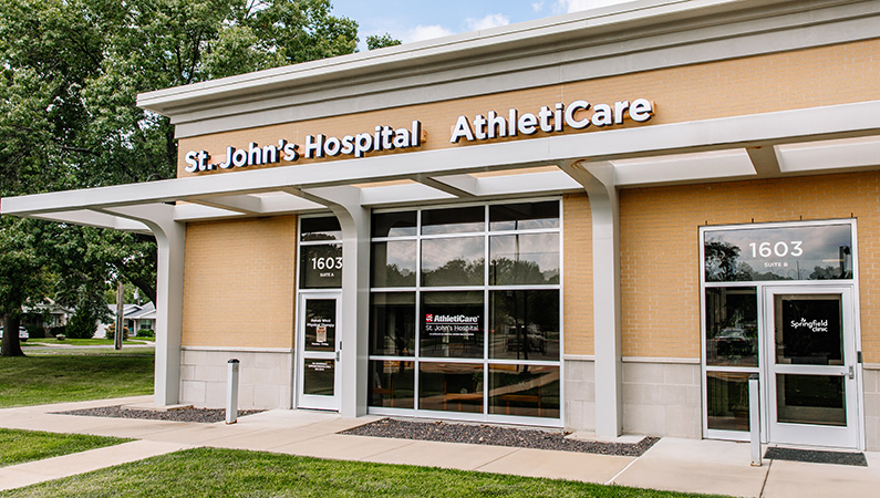 Brick exterior medical facility of HSHS St. John's Hospital Athleticare and TherapyCare in Springfield, Illinois