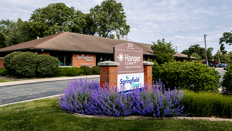 Exterior of medical office building with blooming landscaping in Springfield, Illinois