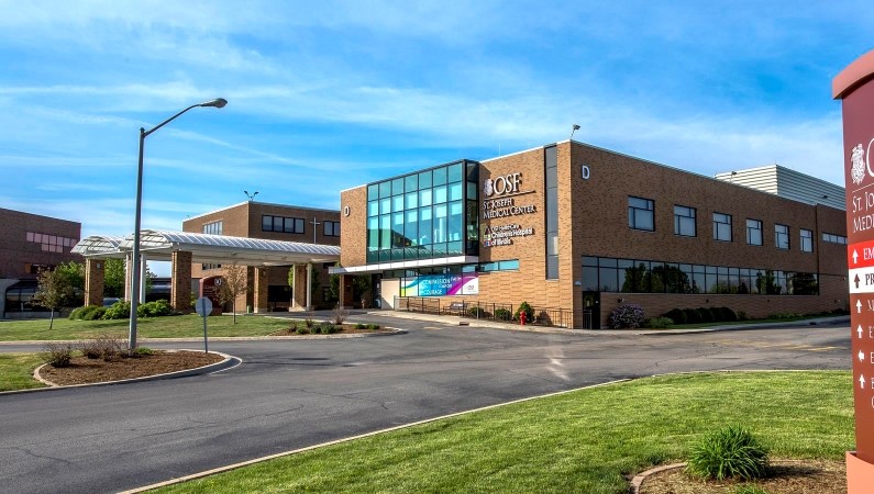 Exterior view of OSF St. Joseph Medical Center.