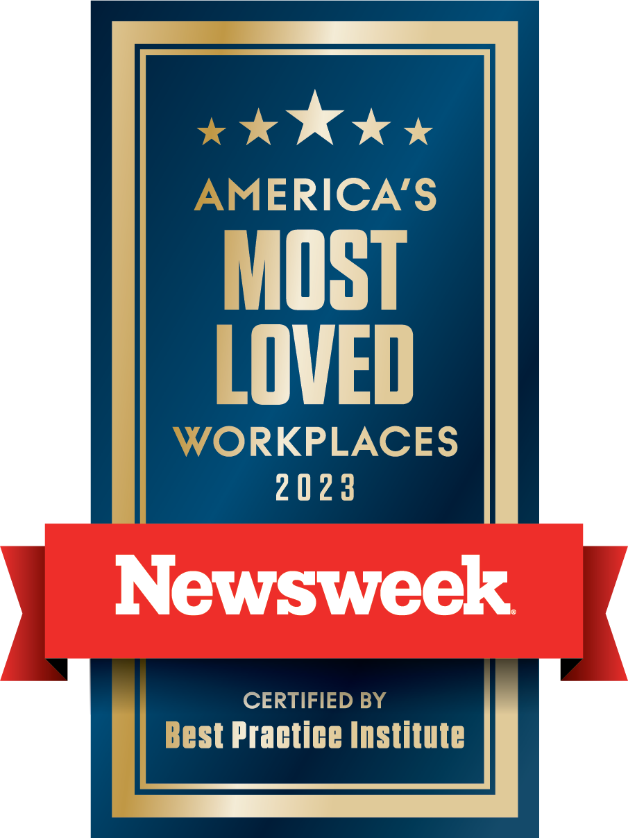 Logo of America's Most Loved Workplaces 2023 by Newsweek Certified by Best Practice Institute.