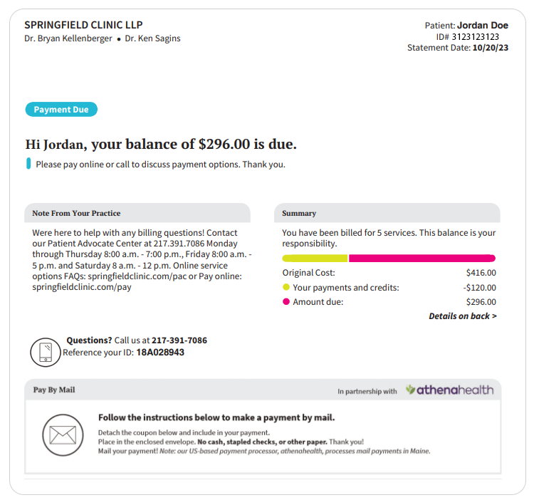sample billing statement from athenahealth