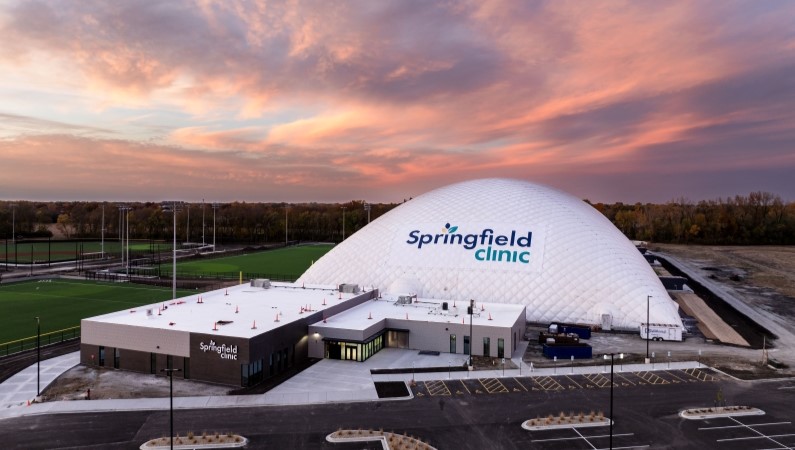 Arial photo of Springfield Clinic Dome at Scheels Sports Park in Springfield, Illinois