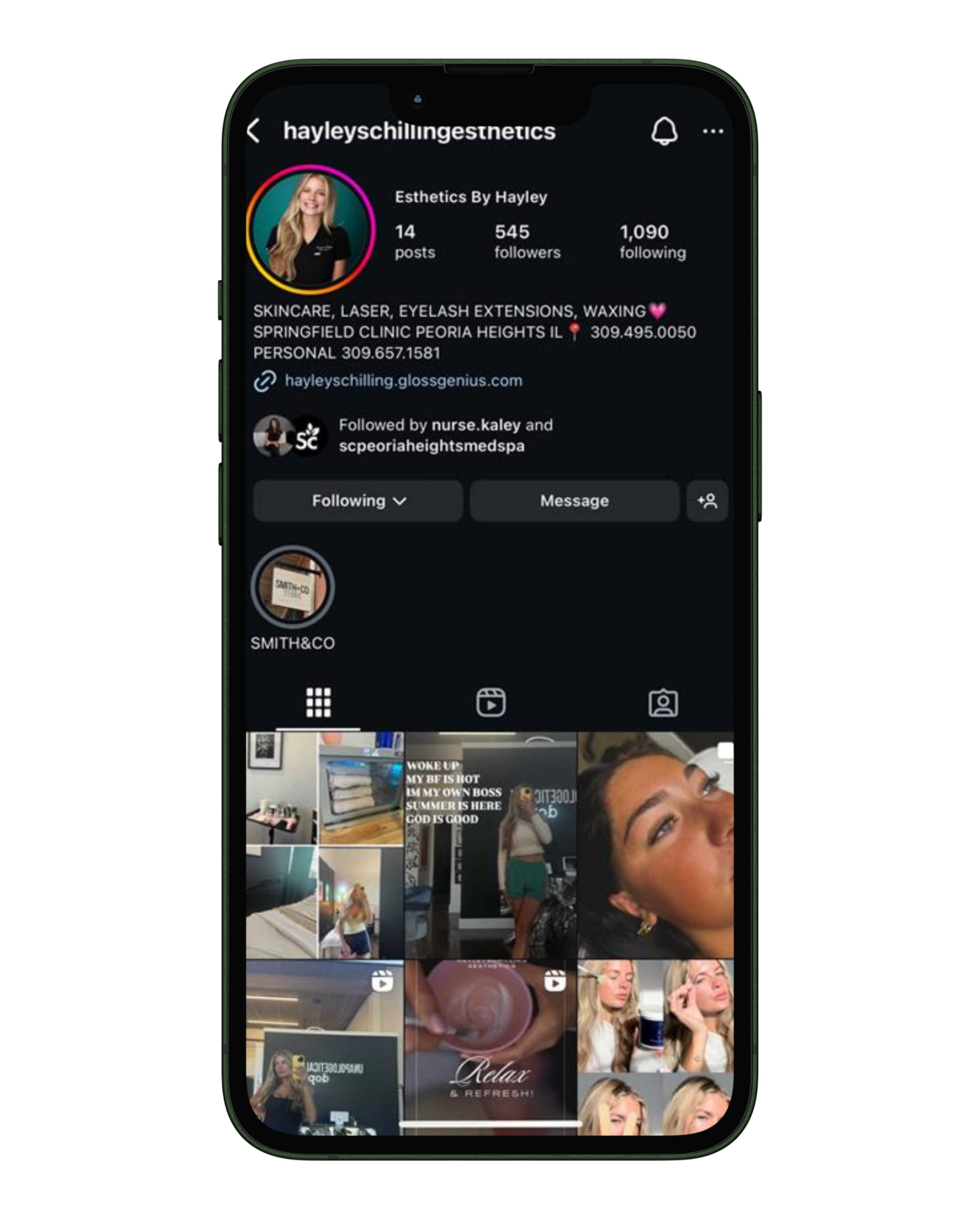 Iphone mockup of an instagram page