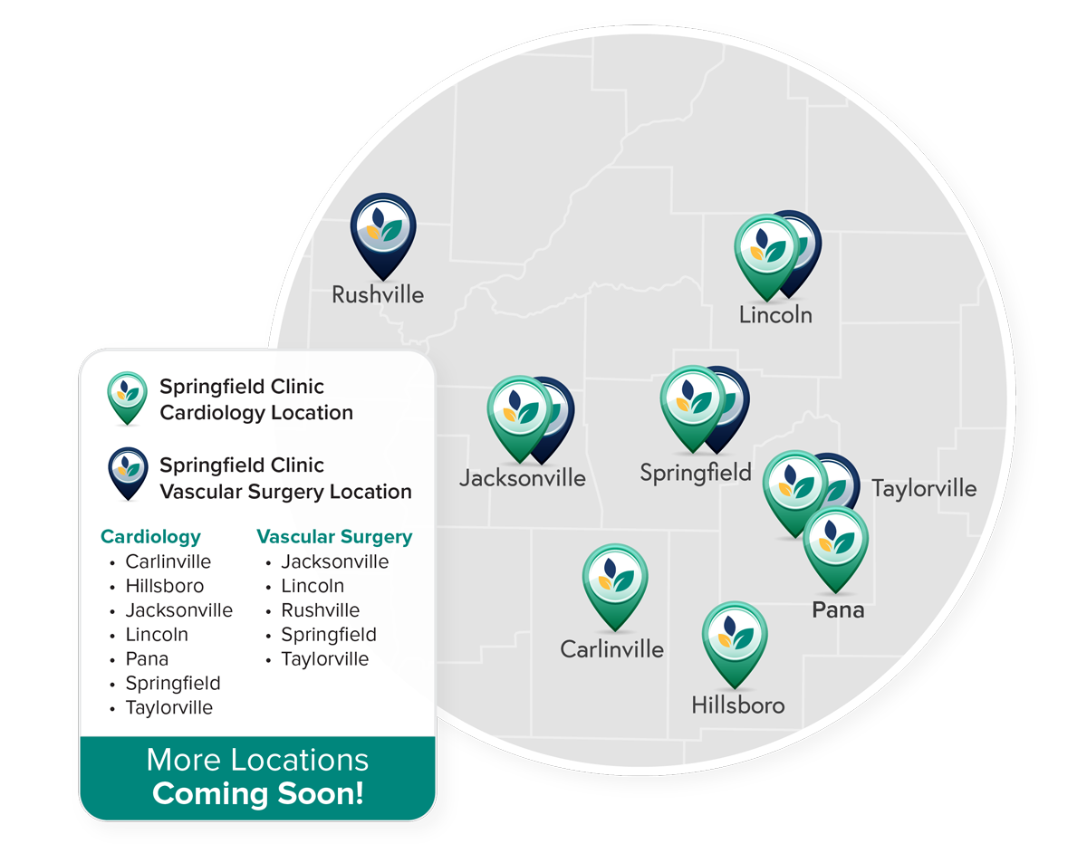 map of cardiology and vascular surgery locations