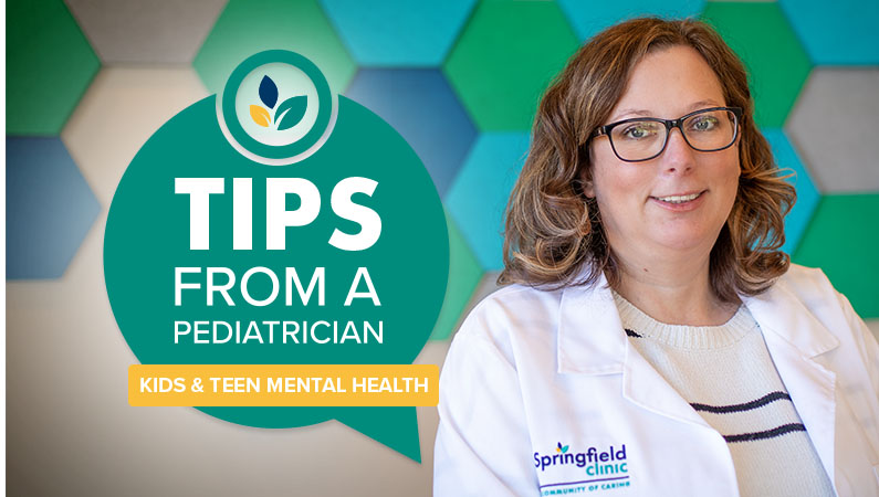 Female pediatric doctor in white coat smiling with text that says "Tips from a pediatrician".
