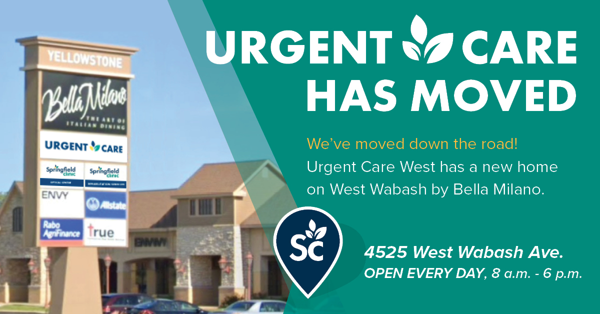 Graphic of Urgent Care West move details including address and times.